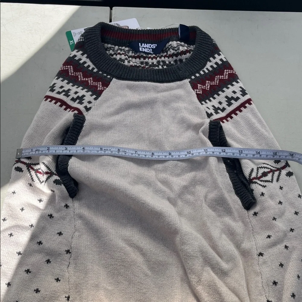 Lands' End Black and Cream Holiday Sweater XL Dog  NWT